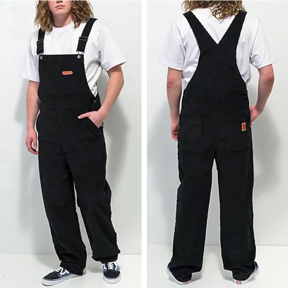 Like New | Black Corduroy Bib Overalls, Loose Fit - Picture 1 of 15